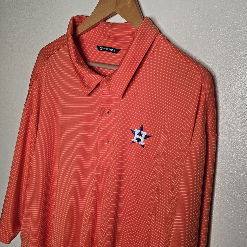 Cutter & Buck Houston Astros Men's 3XT Orange Stripe Performance Golf Polo Shirt